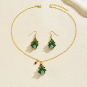 Women‘s Chic Christmas Tree Shaped Jewelry Set (Necklace + Earrings) Colorful Crystal Design Christmas Parties & Holiday Jewelry