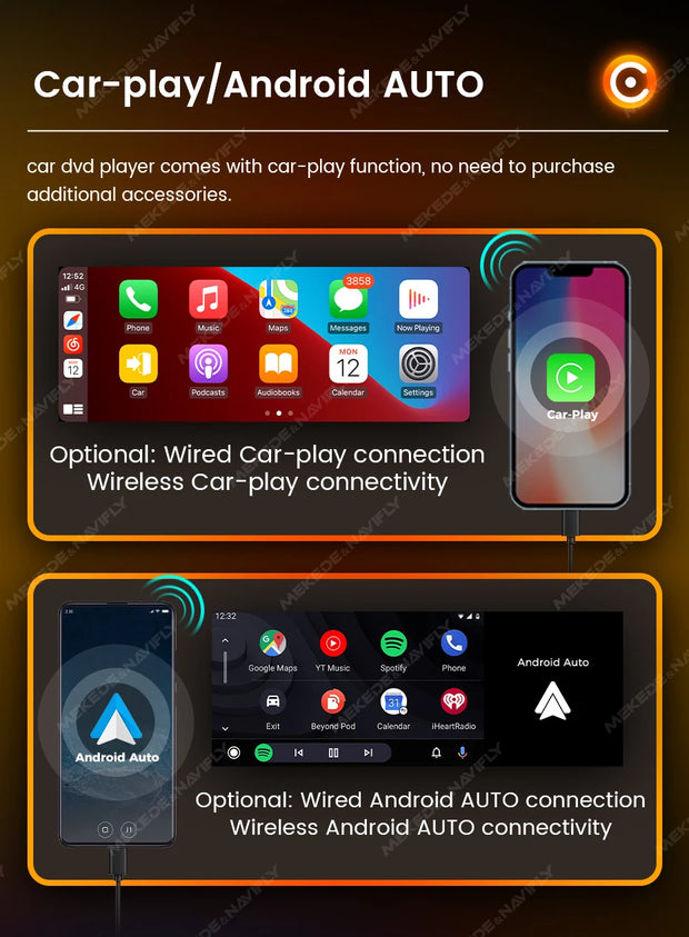 NaviFly 6.86" Touch Screen 1 Din Car Stereo Multimedia Player Wireless CarPlay Android Auto Universal 1DIN MP5 Player FM Radio
