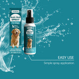 Yegbong Anti-Itch Spray for dogs with packaging and spray bottle on a blue background