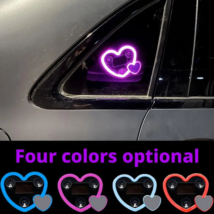 Solar Powered Car Neon Light – Heart-Shaped, Triangular Windows