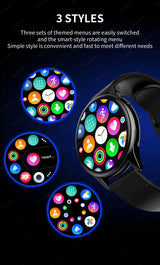 Women's Smart Watch 6 with colorful menu displays on dark background