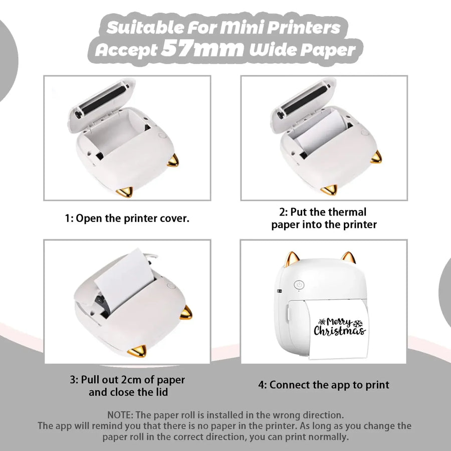 Mini Portable Printer Thermal Paper HD 57*25mm Universal Self-adhesive Roll Paper Label Sticker For Phone Printing Picture Photo UpTrend Deals