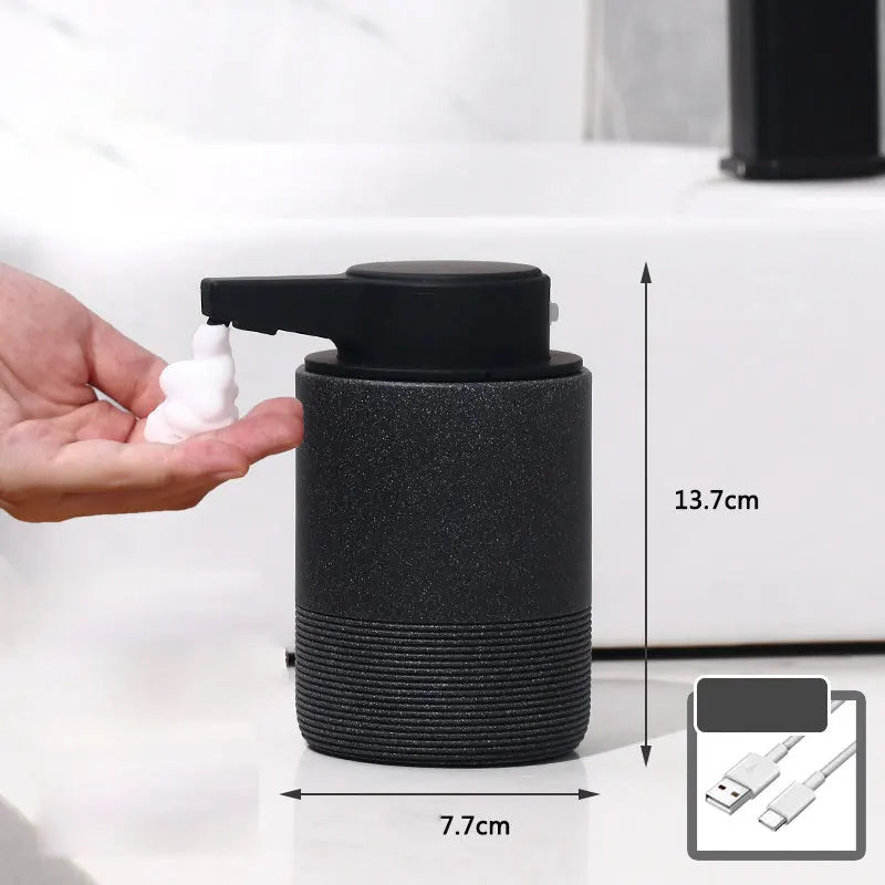 Black touchless automatic soap dispenser with infrared sensor – hands-free foaming soap dispenser with USB charging cable