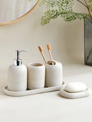 5-Piece Bathroom Accessories Set Beige Grey