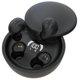 SK26 Bluetooth 5.4 wireless earbuds in black sliding charging case with LED battery display