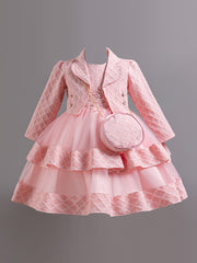 Christmas Girls' Elegant and Magnificent Tulle Dress Set, Princess Skirt for Birthday Party High-End Ball Gown Baby Holiday Performance Outfit, Christmas Dress For Girls