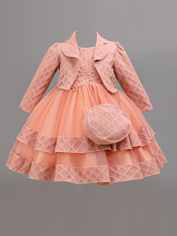 Christmas Girls' Elegant and Magnificent Tulle Dress Set, Princess Skirt for Birthday Party High-End Ball Gown Baby Holiday Performance Outfit, Christmas Dress For Girls