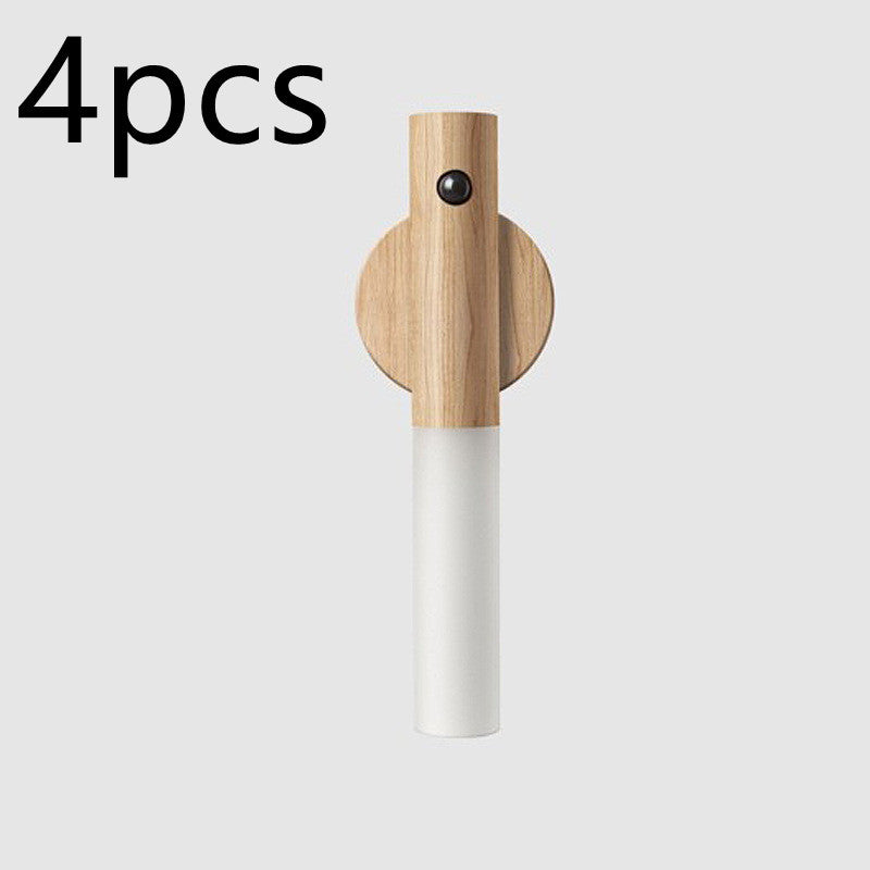 PIR Motion Sensor Night Light – Magnetic Wooden LED Wall Lamp, Rechargeable