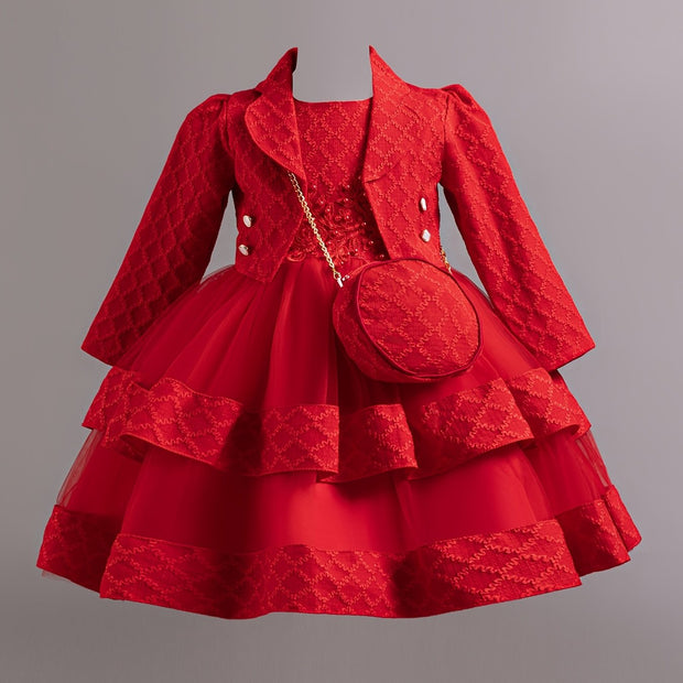 Christmas Girls' Elegant and Magnificent Tulle Dress Set, Princess Skirt for Birthday Party High-End Ball Gown Baby Holiday Performance Outfit, Christmas Dress For Girls