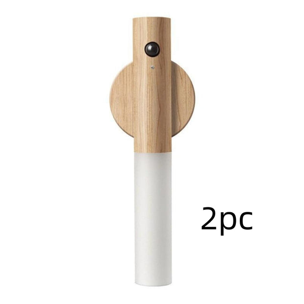 Motion Sensor Night Light, Rechargeable Body Sensor Night Light Indoor, Magnetic Wooden LED Wall Sconce For Bedroom Corridor Staircase Cabinet Intelligent Human Body Induction Night Light