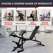Adjustable Weight Bench Combo, Bench Press Combo, Home Gym Weight Bench With Squat Rack, Leg Extensions, Teacher Curls And Weight Storage--Only Supports Self Pickup