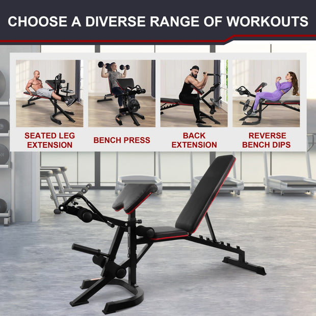 Adjustable Weight Bench Combo, Bench Press Combo, Home Gym Weight Bench With Squat Rack, Leg Extensions, Teacher Curls And Weight Storage--Only Supports Self Pickup