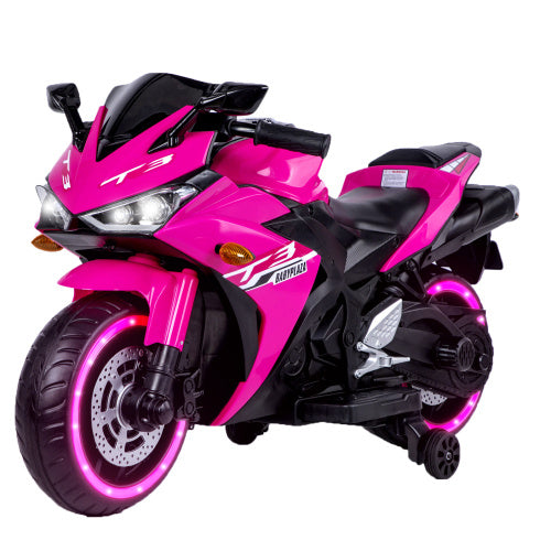 Kids Motorcycle,12V Motorcycle For Kids 3 4 5 6 Years Boys Girls 12v7ah Kids Motorcycle Ride On Toy With Training Wheels  Manual Throttle  Drive By Hand Lighting Wheels