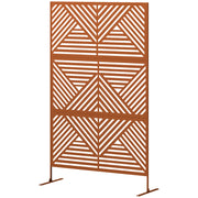 Decorative Privacy Fence Screen, Metal Outdoor Privacy Screen Climbing Plant Trellis With Stand, Rhombus Brown