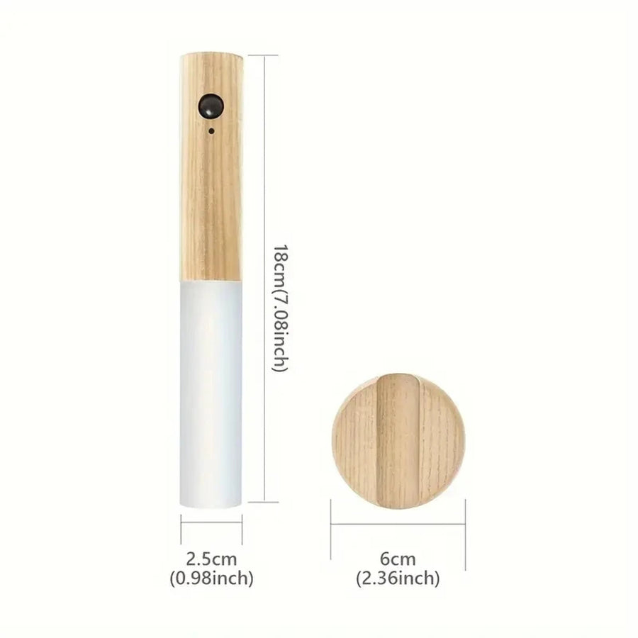 Rechargeable Motion Sensor Night Light – Magnetic Wooden Wall Lamp