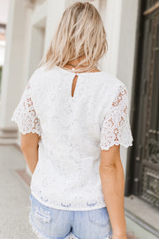 Kataleya Crochet Lace Short Sleeve Blouse-1